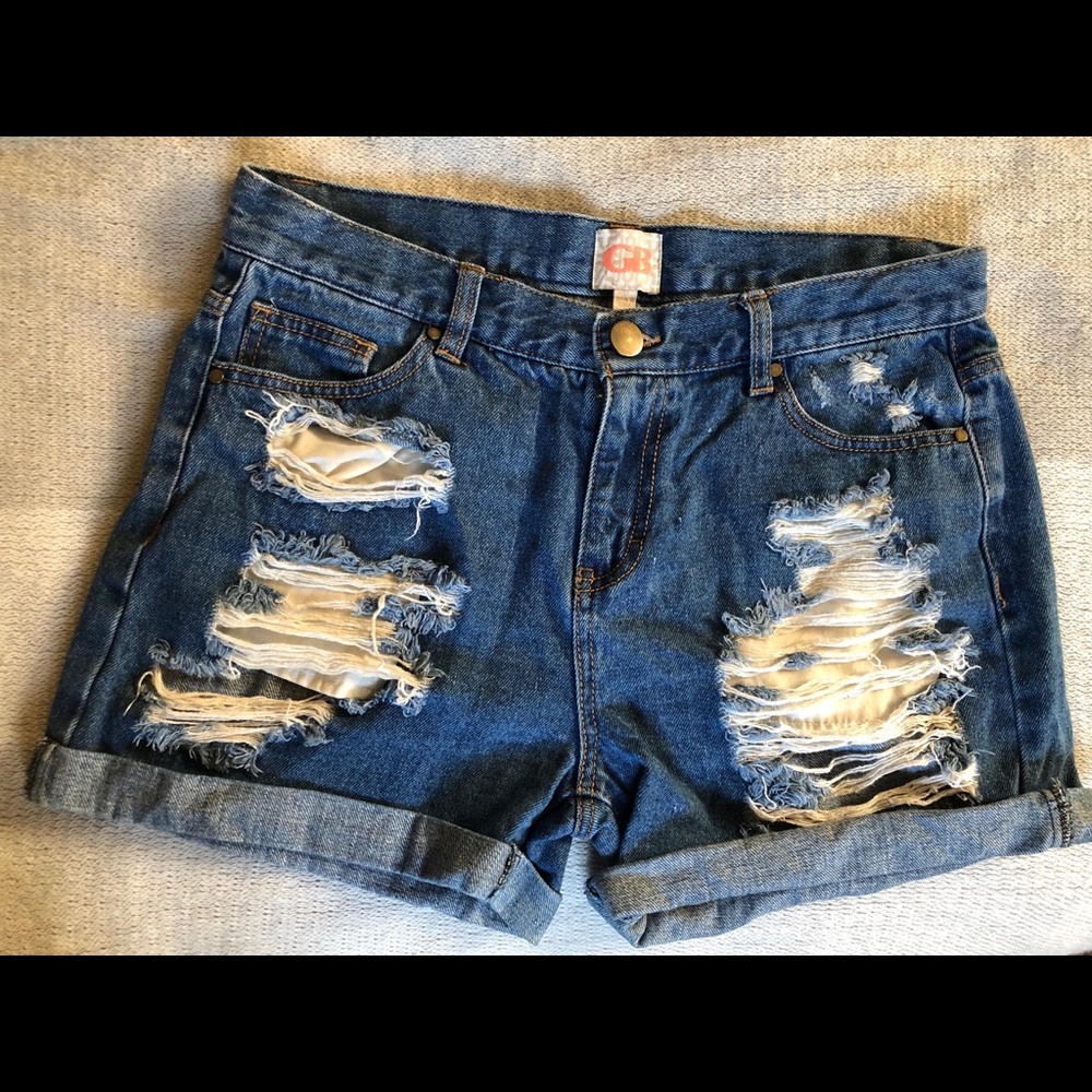 High waisted jean shorts/distressed GIANNI BINI